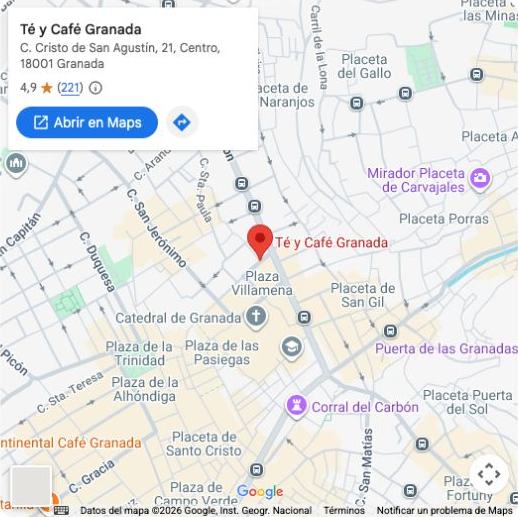 Vista previa de Google Maps: I Need Tea, calle Cristo de San Agustín, 21, Granada
